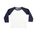 Weiß-Marineblau - Front - Larkwood Baby T-Shirt Baseball, langarm