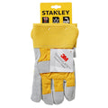 Grau-Gelb - Side - Stanley - Herren-Damen Unisex Sicherheits-Handschuhe, Winter - Rinderleder, Baumwolle