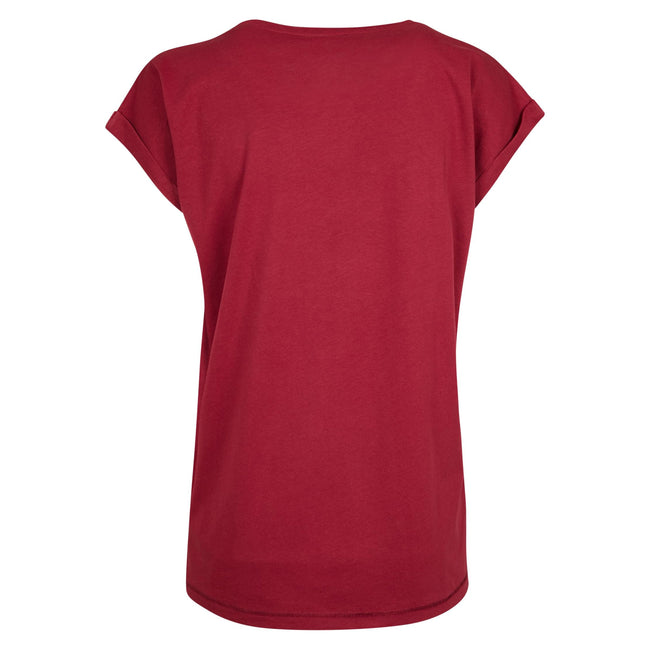 Burgunderrot - Back - Build Your Brand - T-Shirt Überschnittene Schulter für Damen