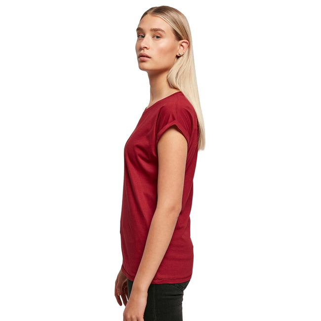 Burgunderrot - Pack Shot - Build Your Brand - T-Shirt Überschnittene Schulter für Damen
