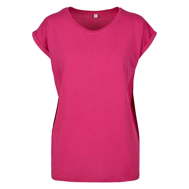 Hibiskus-Rosa - Front - Build Your Brand - T-Shirt Überschnittene Schulter für Damen