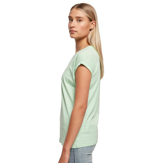 Minzgrün - Pack Shot - Build Your Brand - T-Shirt Überschnittene Schulter für Damen