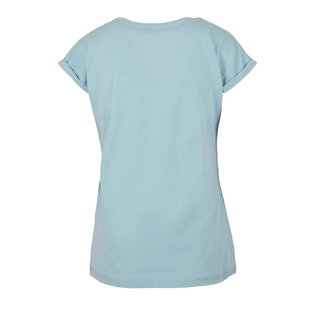 Blaugrün - Back - Build Your Brand - T-Shirt Überschnittene Schulter für Damen