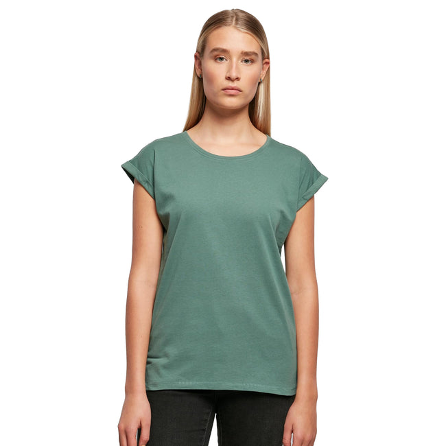 Blass Blattgrün - Lifestyle - Build Your Brand - T-Shirt Überschnittene Schulter für Damen