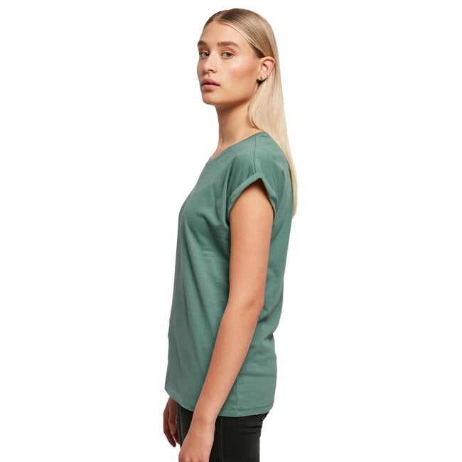 Blass Blattgrün - Pack Shot - Build Your Brand - T-Shirt Überschnittene Schulter für Damen