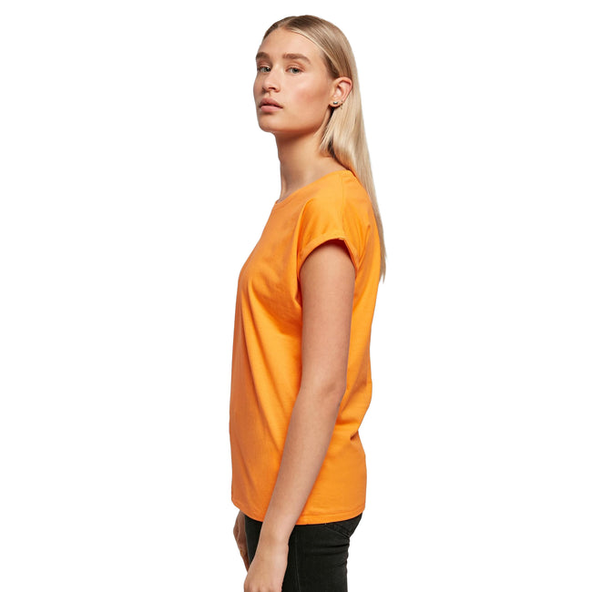 Paradies Orange - Pack Shot - Build Your Brand - T-Shirt Überschnittene Schulter für Damen