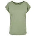 weicher Salbei - Front - Build Your Brand - T-Shirt Überschnittene Schulter für Damen