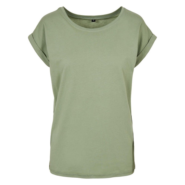 Salbeigrün - Front - Build Your Brand - T-Shirt Überschnittene Schulter für Damen