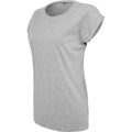 Grau meliert - Side - Build Your Brand - T-Shirt Überschnittene Schulter für Damen