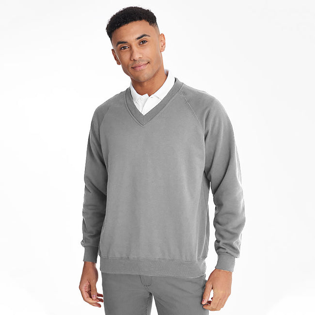 Oxfordgrau - Back - Maddins Herren Sweatshirt - Pullover Coloursure, V-Ausschnitt