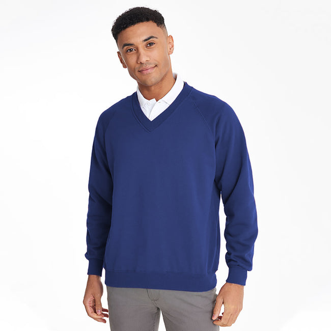 Königsblau - Back - Maddins Herren Sweatshirt - Pullover Coloursure, V-Ausschnitt