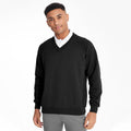 Schwarz - Back - Maddins Herren Sweatshirt - Pullover Coloursure, V-Ausschnitt