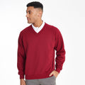 Rot - Side - Maddins Herren Sweatshirt - Pullover Coloursure, V-Ausschnitt