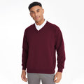 Burgunder - Back - Maddins Herren Sweatshirt - Pullover Coloursure, V-Ausschnitt