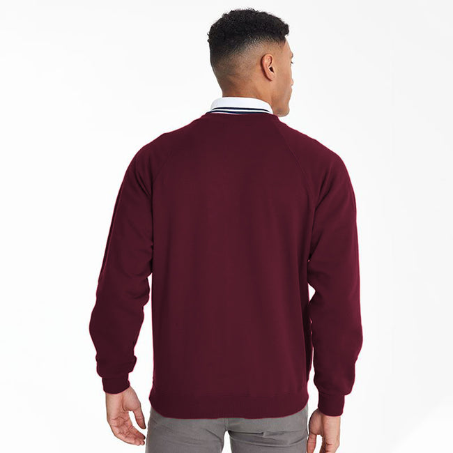 Burgunder - Side - Maddins Herren Sweatshirt - Pullover Coloursure, V-Ausschnitt