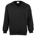Schwarz - Front - Maddins Herren Sweatshirt - Pullover Coloursure, V-Ausschnitt