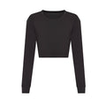 Black Heather - Front - Awdis - T-Shirt kurz geschnitten für Damen Langärmlig
