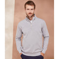 Grau meliert - Pack Shot - Henbury - Sweatshirt mit kurzem Reißverschluss für Herren-Damen Unisex