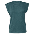 Dunkel-Blaugrün - Front - Bella + Canvas - T-Shirt für Damen  Krempelärmel