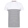 Weiß-Marineblau - Front - Front Row - "Breton" T-Shirt ohne Etiketten für Herren-Damen Unisex