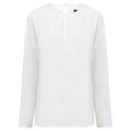 Weiß - Front - Henbury - Bluse Bundfalten für Damen  Langärmlig