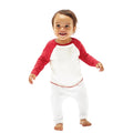 Warmes Rot-Gewaschtes Weiß - Back - Babybugz - T-Shirt für Baby - Baseball Langärmlig