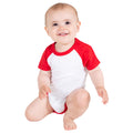 Weiß-Marineblau - Side - Larkwood - "Essential" Bodysuit für Baby - Baseball kurzärmlig