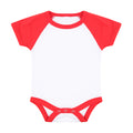 Weiß-Marineblau - Front - Larkwood - "Essential" Bodysuit für Baby - Baseball kurzärmlig