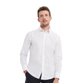 Weiß - Back - Russell Collection - Hemd Pflegeleicht für Herren  Langärmlig