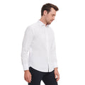 Weiß - Side - Russell Collection - Hemd Pflegeleicht für Herren  Langärmlig