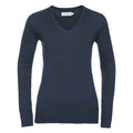 Dunkelblau - Front - Russell Collection - Sweatshirt V-Ausschnitt für Damen