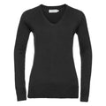 Schwarz - Front - Russell Collection - Sweatshirt V-Ausschnitt für Damen