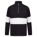 Marineblau-Weiß - Front - Front Row - Pullover mit kurzem Reißverschluss für Herren-Damen Unisex