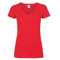 Rot - Front - Fruit of the Loom - "Valueweight" T-Shirt V-Ausschnitt für Damen