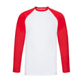 Weiß-Rot - Front - Fruit of the Loom - T-Shirt für Herren - Baseball Langärmlig