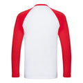 Weiß-Rot - Back - Fruit of the Loom - T-Shirt für Herren - Baseball Langärmlig
