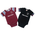 Weinrot-Himmelblau-Schwarz - Front - West Ham United FC - Bodysuit für Baby (2er-Pack)