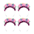 Violett-Pink-Gelb - Front - Creative Party - Teeparty-Tiara "Fairy", Floral 4er-Pack