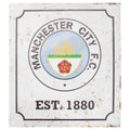 Weiß-Schwarz - Front - Manchester City FC Retro Zimmer Schild mit Club Wappen