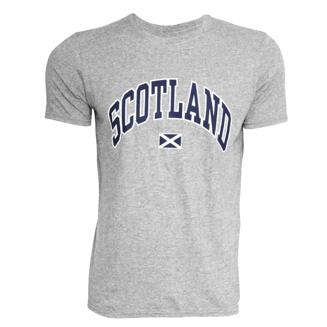 Hellgrau - Front - Herren T-Shirt mit Scotland-Aufdruck, kurzärmlig, Rundhals