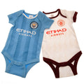 Blau-Cremefarbe-Braun - Front - Manchester City FC - "2023-2024" Bodysuit für Baby (2er-Pack)