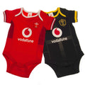 Rot-Weiß-Schwarz-Gelb - Front - Wales RU - Bodysuit für Baby (2er-Pack)