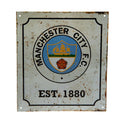 Weiß - Front - Manchester City FC offizielles Retro Logo Schild
