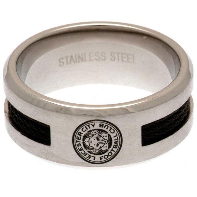 Silber - Front - Leicester City FC Inlay Ring Schwarz