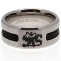 Silber - Front - Chelsea FC Inlay Ring Schwarz