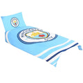Blau-Weiß - Front - Manchester City FC Pulse Bettwäsche Set, Einzelbett