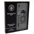 Schwarz-Silber - Back - Manchester City FC - Schlüsselanhänger- und Anstecker-Set