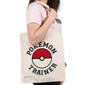 Cremefarbe-Rot-Weiß - Back - Pokemon - Tragetasche "Trainer", Canvas
