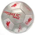Silber-Weiß-Rot - Front - Liverpool FC -  Metallic Fußball mit Unterschriften