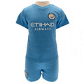Himmelblau-Weiß - Front - Manchester City FC - T-Shirt und Shorts für Baby